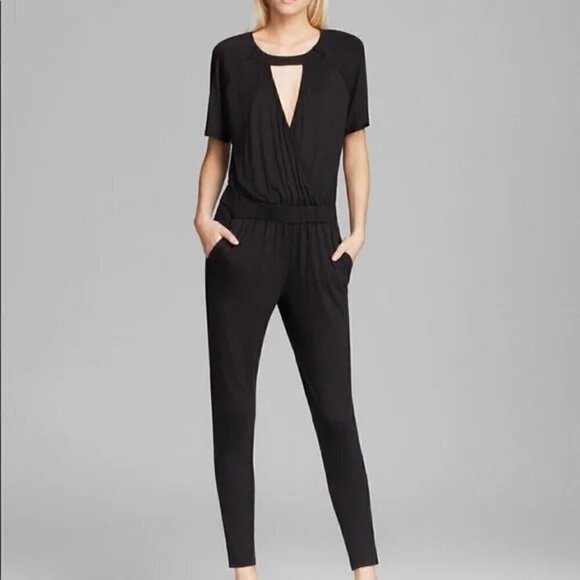 Trina Turk Black Manhattan Cut Out Faux Wrap Jumpsuit - Picture 1 of 11